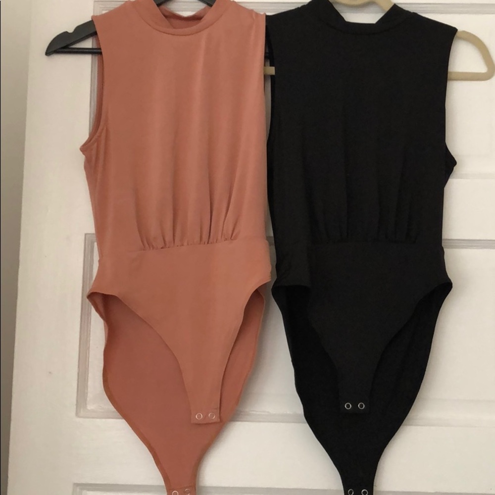 F21 black/rose gold nylon bodysuits- never worn